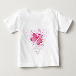 T-shirt Pour Bébé Coeurs roses