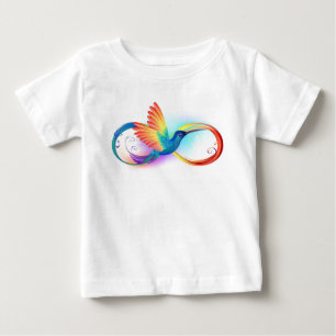 T-shirt Pour Bébé Colibri arc-en-ciel avec symbole d'infini