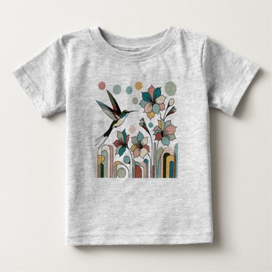 T-shirt Pour Bébé Colibri aux fleurs (Devant)