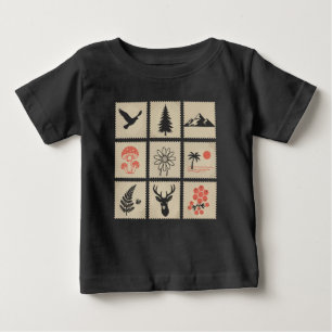 T-shirt Pour Bébé Collage des timbres de nature