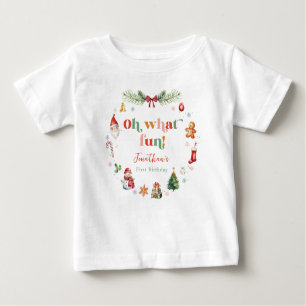T-shirt Pour Bébé Coloré Oh Quel Amusant Premier Noël Anniversaire