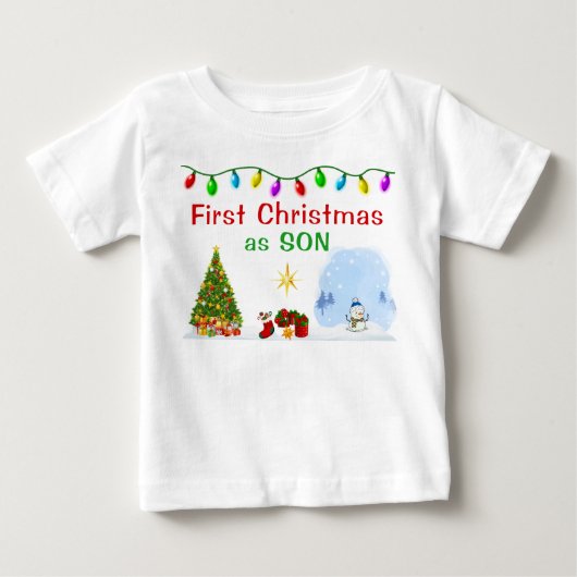T-shirt Pour Bébé Commande spéciale premier Noël en tant que fils ch (Devant)