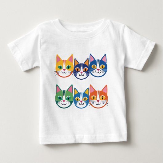 T-shirt Pour Bébé Compagnons de chats colorés (Devant)