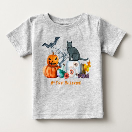 T-shirt Pour Bébé Composition Halloween Mon Premier Halloween (Devant)