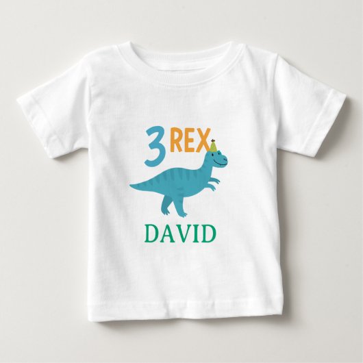 T-shirt Pour Bébé Conception d'anniversaire de dinosaure 3 Rex (Devant)
