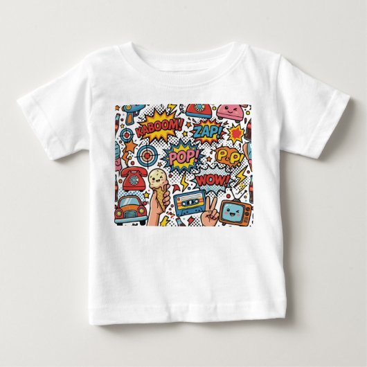 T-shirt Pour Bébé conception de bandes dessinées rétro (Devant)
