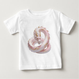 T-shirt Pour Bébé Conception de fantaisie de dragon en or blanc chin