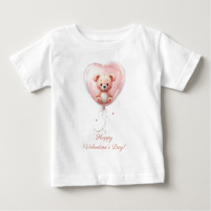 T-shirt Pour Bébé Conception de la Saint-Valentin avec un ours en pe
