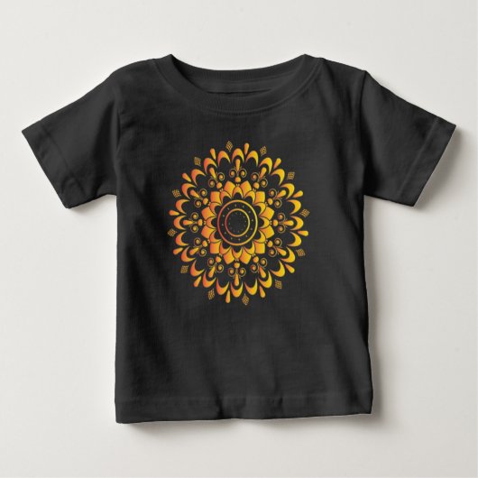 T-shirt Pour Bébé Conception de mandala unique doré-95747 (Devant)
