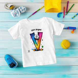 T-shirt Pour Bébé Conception de monogramme coloré V – Création amusa