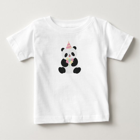 T-shirt Pour Bébé Conception de Panda douce à la menthe et rose (Devant)