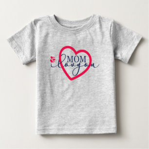 T-shirt Pour Bébé Conception élégante Texte Maman je t'aime avec cœu