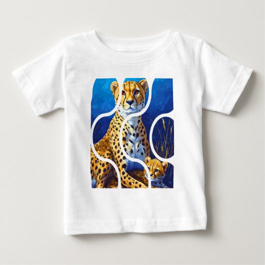 T-shirt Pour Bébé Conception faune mère et petit guépard (Devant)