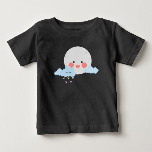 T-shirt Pour Bébé Conception mignonne de lune et de nuage (Devant)