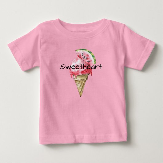 T-shirt Pour Bébé Cône de glace pastèque verte rouge chéri (Devant)