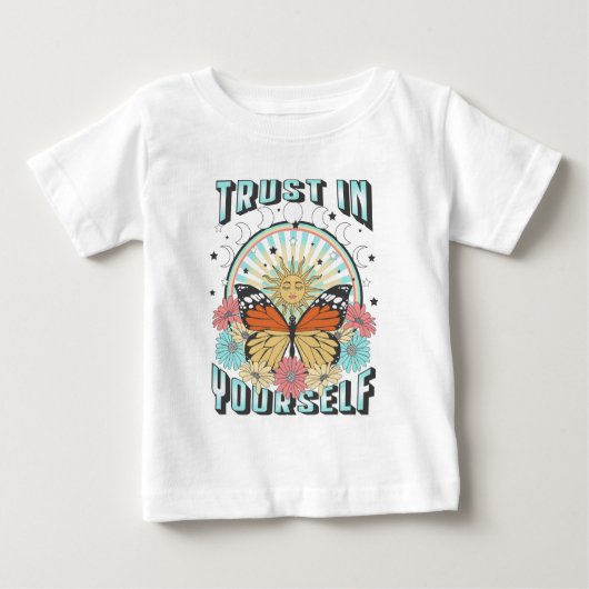 T-shirt Pour Bébé Confiance en soi | Soleil céleste et papillon (Devant)