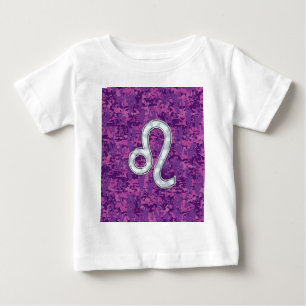 T-shirt Pour Bébé Connexion Leo sur Camouflage numérique Fuchsia ros