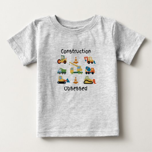 T-shirt Pour Bébé Construction Obtenu avec des camions et des véhicu (Devant)