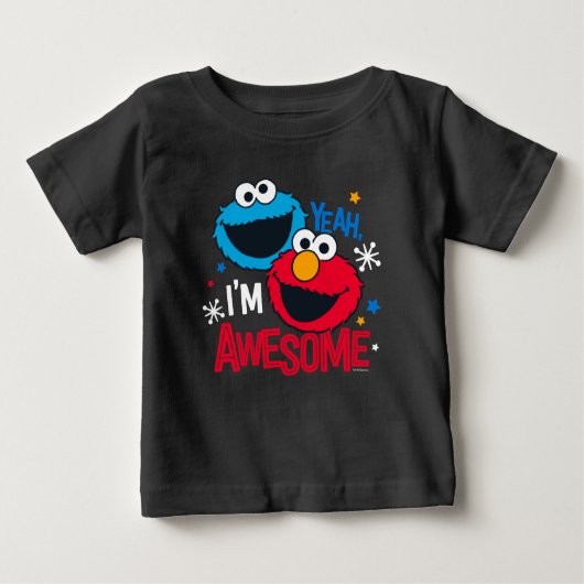 T-shirt Pour Bébé Cookie Monster & Elmo | Ouais, je suis génial (Devant)
