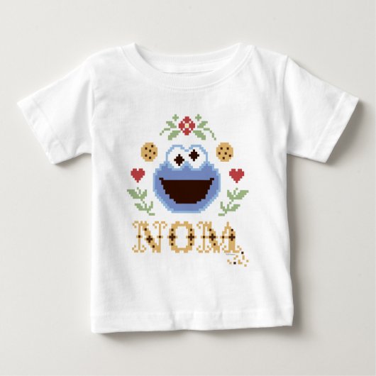 T-shirt Pour Bébé Cookie Monster Faux Cross-Stitch (Devant)