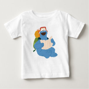 T-shirt Pour Bébé Cookie Monster lisant une carte