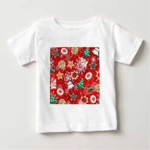 T-shirt Pour Bébé Cookies de Noël et flocons de neige en rouge