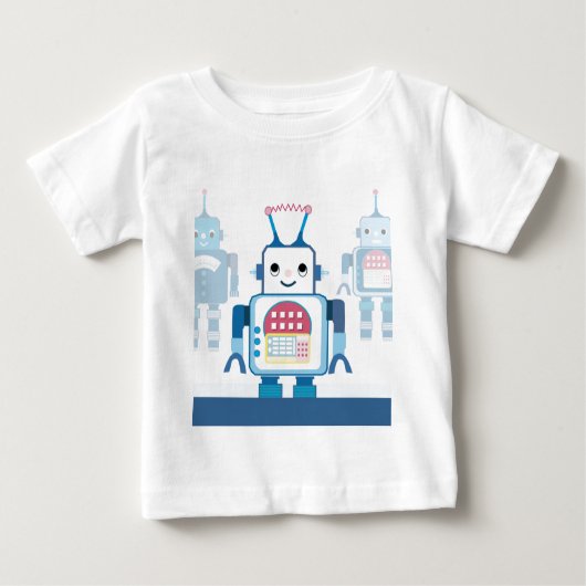 T-shirt Pour Bébé Cool Blue Robot Cadeaux Nouveautés (Devant)