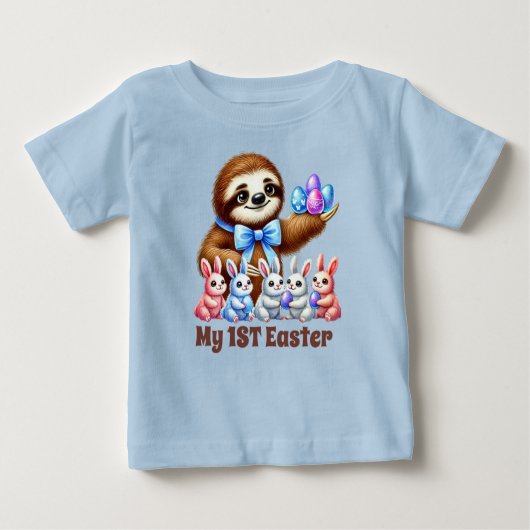 T-shirt Pour Bébé Cool boys sloth first Easter (Devant)