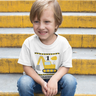 T-shirt Pour Bébé Cool Construction Véhicules Garçons 1er Anniversai