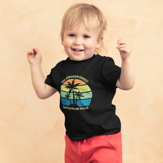 T-shirt Pour Bébé Cool Custom Tropical Beach Trip Palm Trees