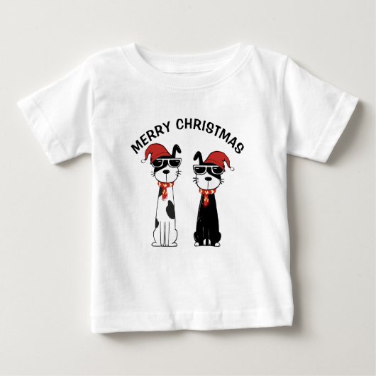 T-shirt Pour Bébé Cool Dog Merry Christmas (Devant)