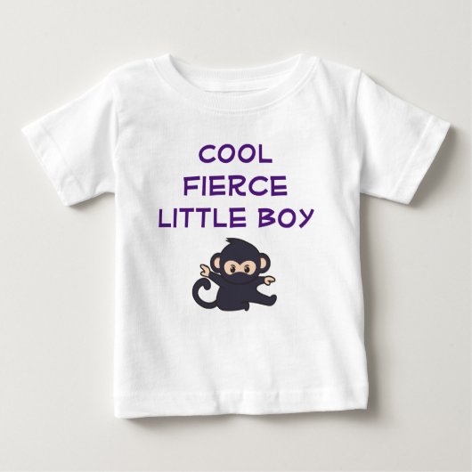 T-shirt Pour Bébé Cool Fierce Boy Funny Jote Cartoon Ninja Singe (Devant)