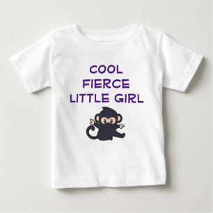 T-shirt Pour Bébé Cool Fierce Girl Funny mignonne caricature Ninja S