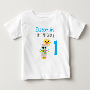 T-shirt Pour Bébé Cool Llama et souriant Kawaii Soleil 1er anniversa