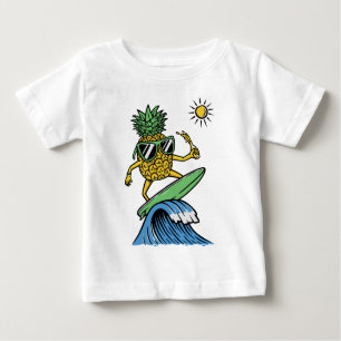 T-shirt Pour Bébé Cool Pineapple surf sur la plage Sea Vibrant