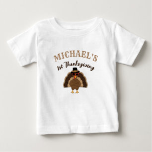 T-shirt Pour Bébé Cool Turquie 1er Thanksgiving Nom personnalisé