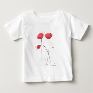 T-shirt Pour Bébé Coquelicots fleurs aquarelle fleurs sauvages rusti
