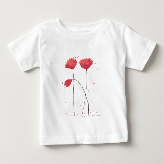 T-shirt Pour Bébé Coquelicots fleurs aquarelle fleurs sauvages rusti (Devant)