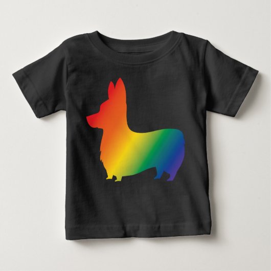 T-shirt Pour Bébé Corgi d'arc-en-ciel (Devant)