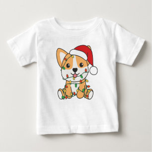 T-shirt Pour Bébé Corgi Noël Animaux d'hiver Chien