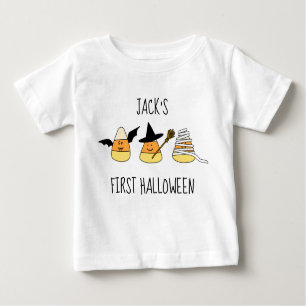 T-shirt Pour Bébé Corne à bonbons d'Halloween personnalisé