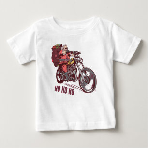 T-shirt Pour Bébé Costume de Noël de motard du Père Noël pour invita