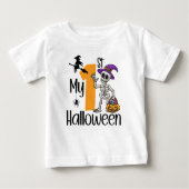 T-shirt Pour Bébé Costume effrayant Cadeau mignon Mon 1er Halloween (Devant)