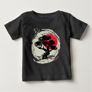 T-shirt Pour Bébé Coucher de soleil japonais Bonsai Art