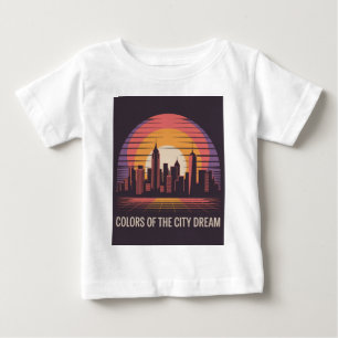 T-shirt Pour Bébé Coucher de soleil rétro à New York
