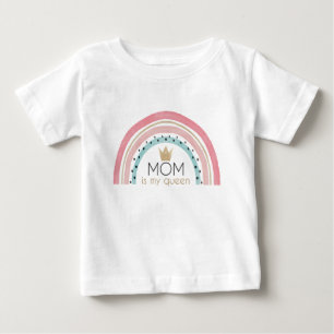 T-shirt Pour Bébé Couleur d'eau design Rainbow Maman est ma reine