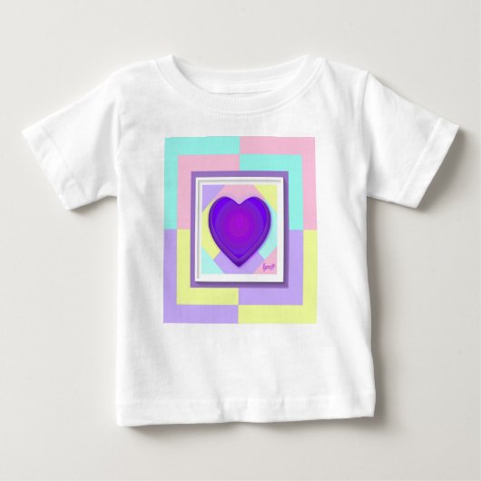 T-shirt Pour Bébé Couleurs pastel & coeurs violets battre (Devant)