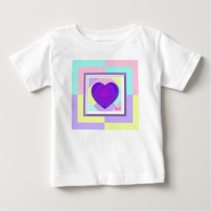 T-shirt Pour Bébé Couleurs pastel et cœurs violets battants