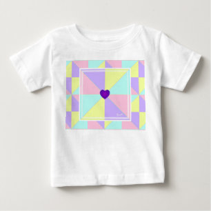 T-shirt Pour Bébé Couleurs pastel et cœurs violets qui battent