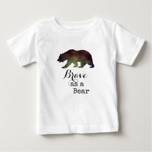 T-shirt Pour Bébé Courageux comme un Ours Typographie Aquarelle
